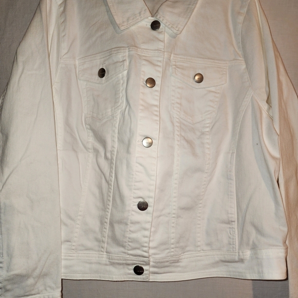 Women's White Venezia Crop Jean Cotton Denim Jacket Size 26 - Picture 4 of 9